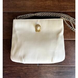 Vintage Mardane cream leather handbag with cougar head